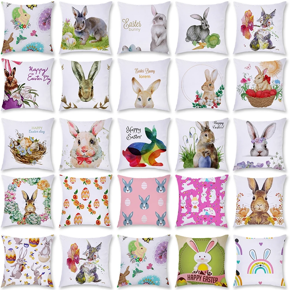 

Чехол для диванной подушки, полиэстеровый чехол в виде пасхального кролика, 18 дюймов, для спальни, домашнего декора