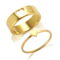 high quality hollow heart love couple ring for women men lover engagement wedding ring set
