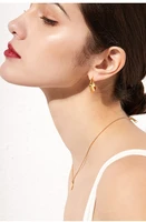 brass with 18k gold small size geo dropping earrings punk party gown runway rare korean japan boho hiphop
