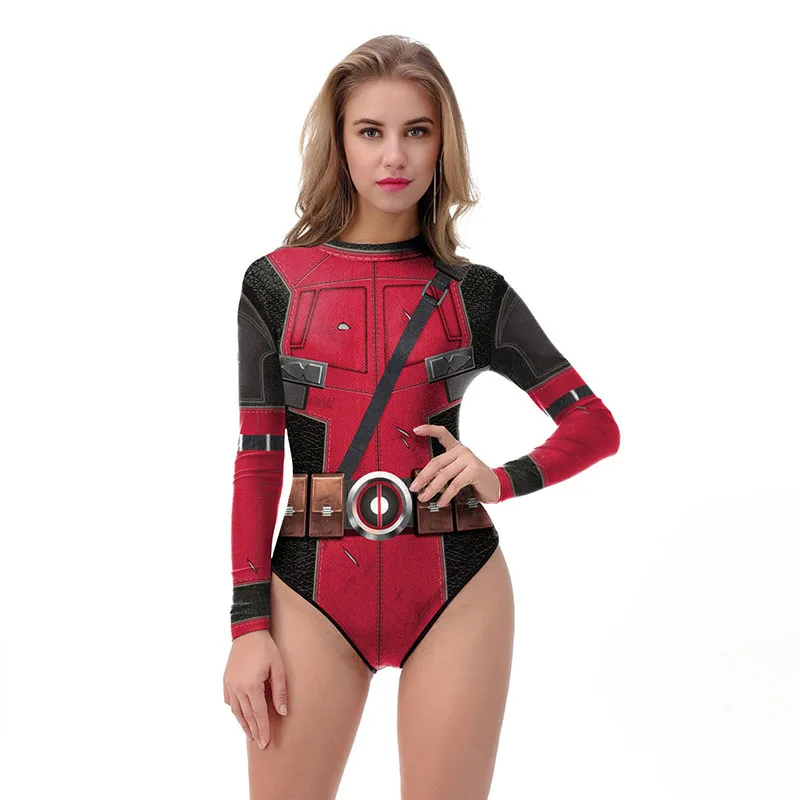 Купальный костюм Deadpool сексуальный женский для косплея героя Дэдпула цельный