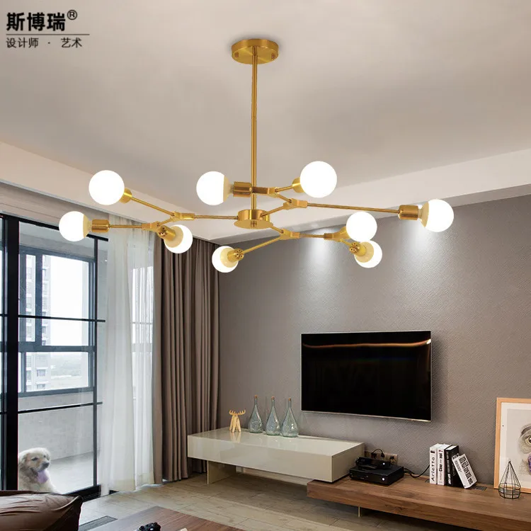 Северная Европа лаконичный Золотой гостиной люстра ветка лампа современный