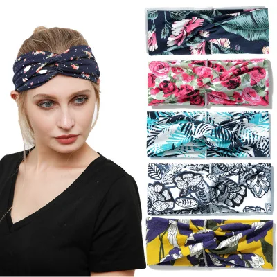 

Bohemian Wide Cotton Sports Headbands Women Girls Stretch Headwrap Turban Headwear Bandage Hairbands Bandana Hair Accessories