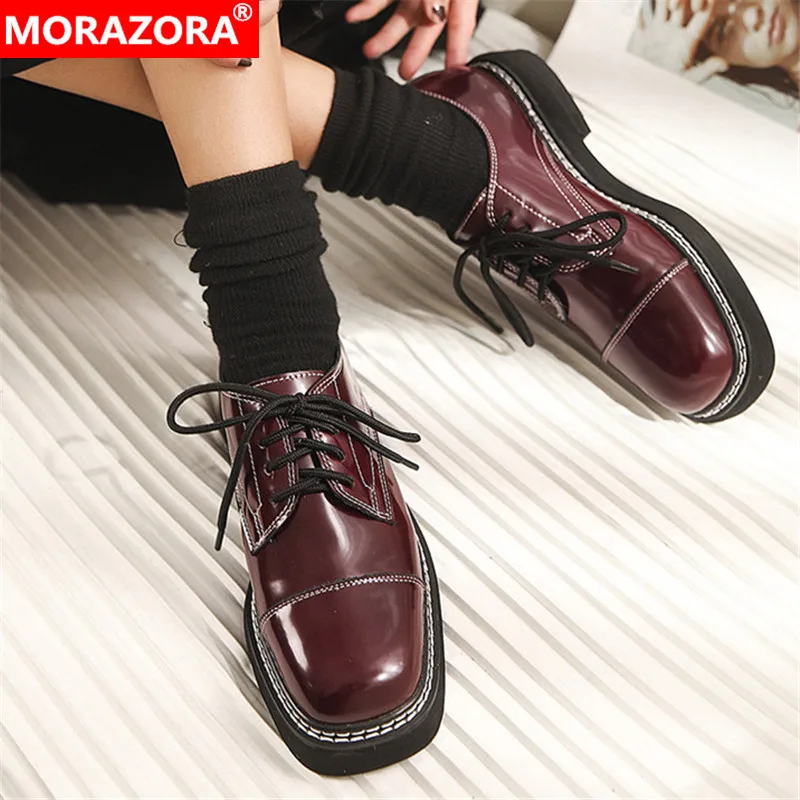 Женские легкие туфли MORAZORA черные или повседневные на шнуровке осень 2020|Женские