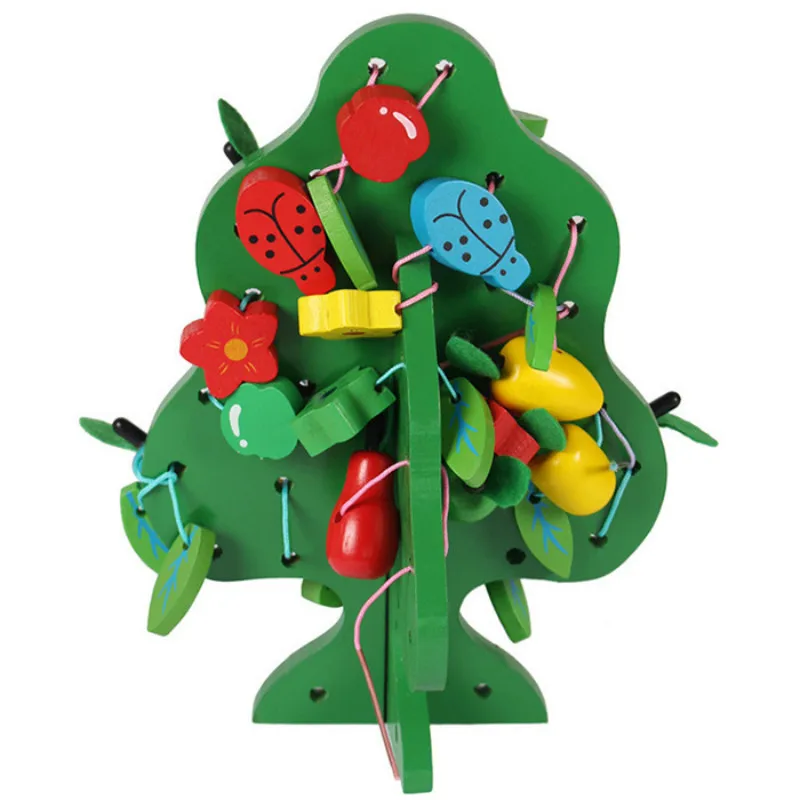 

Fancy Toy for Children Wooden Bead Toy String Fruit Tree Threading Game Toys for Children