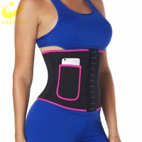 lazawg waist trainer trimmer belt for women neoprene sweat belly sauna tummy control body shaper slimming corset top with pocket
