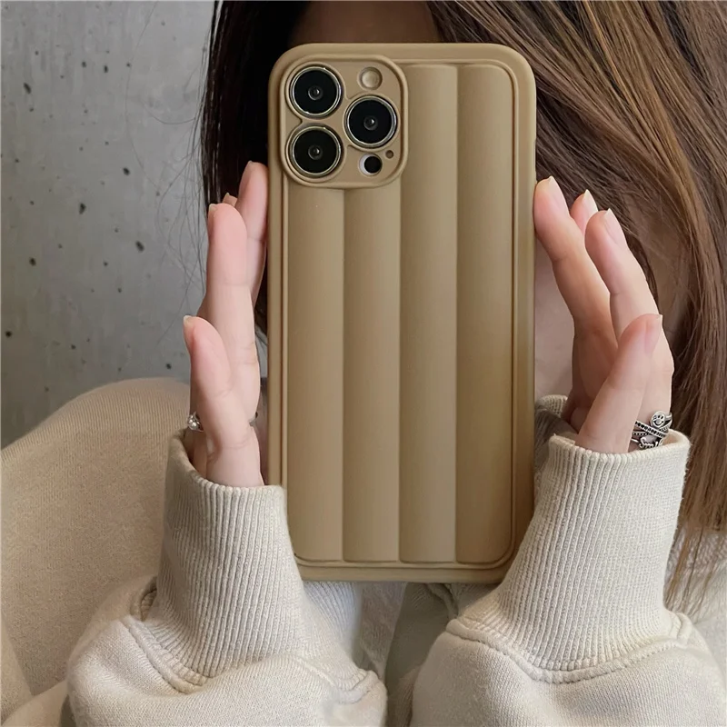 

12 Pro Case Luxury Space Stripes Matte Lens Protect Cover for iPhone 11 13 Pro 7 Plus 8 XR X XS 13 Mini Silicone Matte Cases
