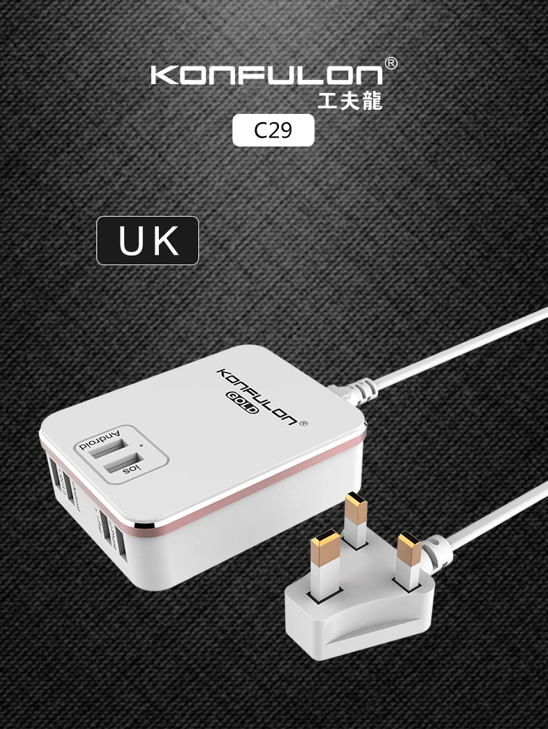 6USB выходы мобильный телефон зарядное устройство 30 Вт Быстрая зарядка QC3.0