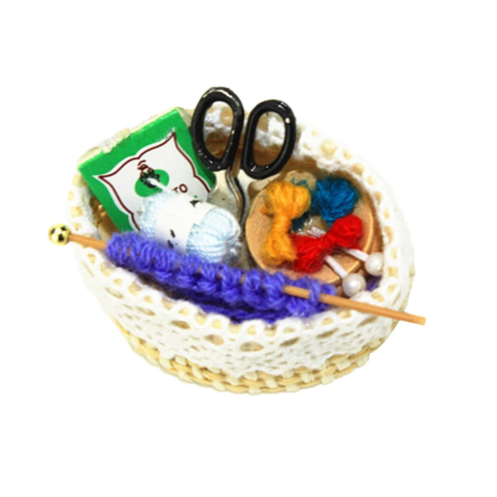 

Handmade 1/12 Dollhouse Wool Knitting Tools Furniture Model Accessories