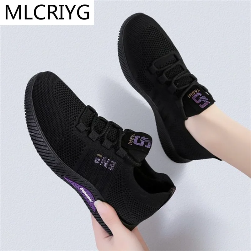 

2021 New Spring Fashion Mesh Breathable Lightweight Comfortable Sneakers Lace-up Casual Women's Vulcanized Shoes Zapatos Mujer