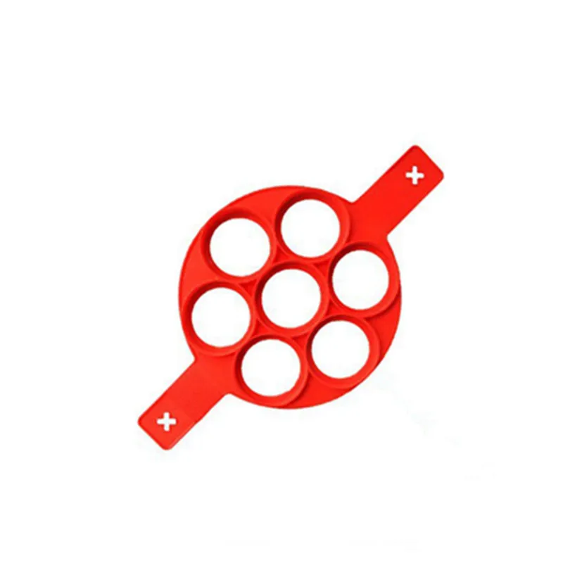7 Holes Round Силиконовая кухонная антипригарная форма для яичницы, откидная форма для капель, блинница, выпечка Инструменты для приготовления яиц, плита, сердце круг, сковорода для яиц - Цвет: 7 Holes Round