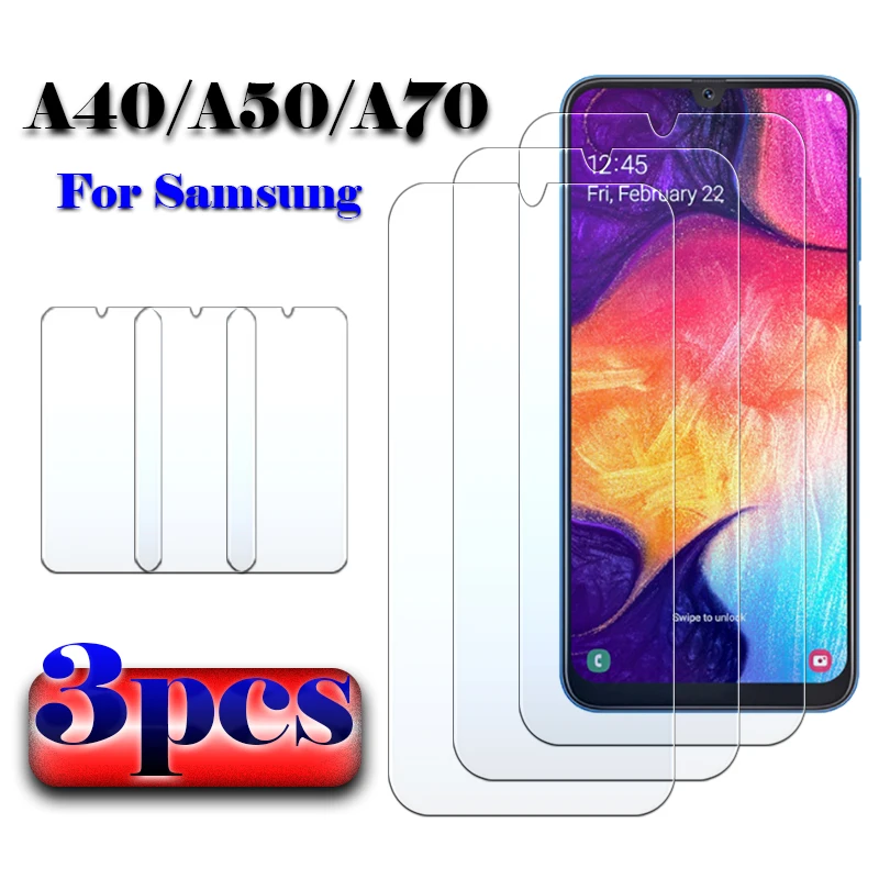 

1 to 3 pcs for samsung galaxy a40 screen protector on samsum sansung glaxay a 40 50 70 tempered glass protective film tremp a50