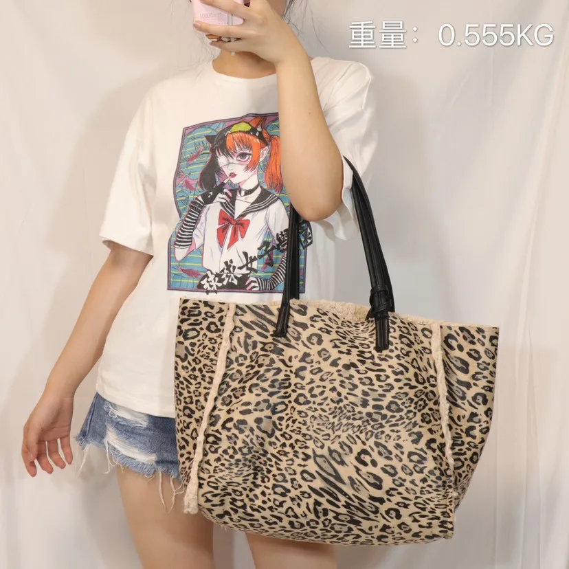 2020 осенне-зимняя большая двухсторонняя Сумка-тоут с леопардовым принтом