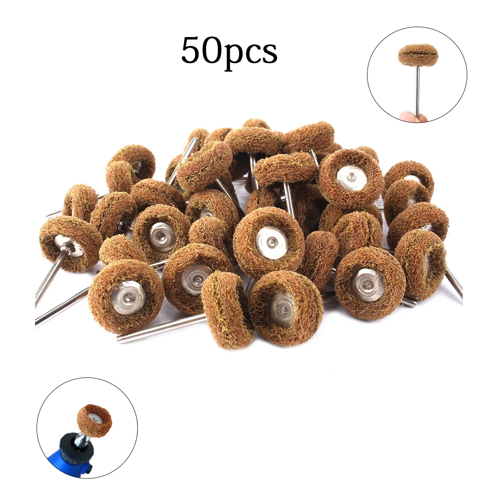 

50PCS 25mm Abrasive Wheels Mini Brush Scouring Pad Abrasive Wheel Nylon Grinding Sanding Head Polishing Brush For Dremel Dril