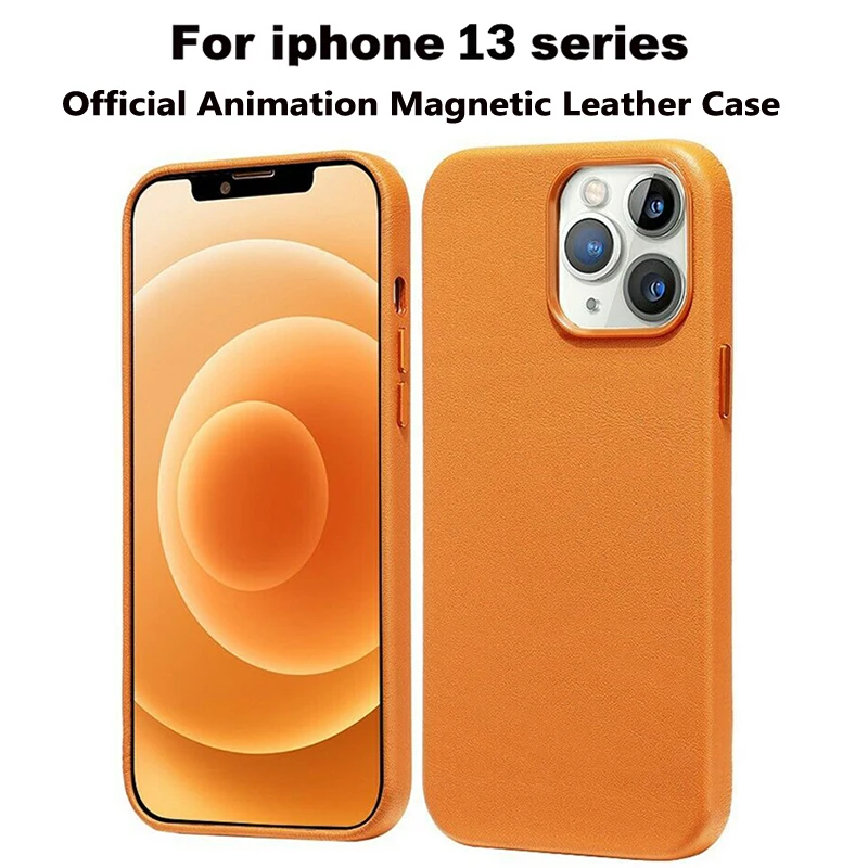 

Официальный кожаный чехол с логотипом анимации для iPhone 13 Pro Max роскошный магнитный беспроводной зарядный чехол для Apple iPhone 13 Mini
