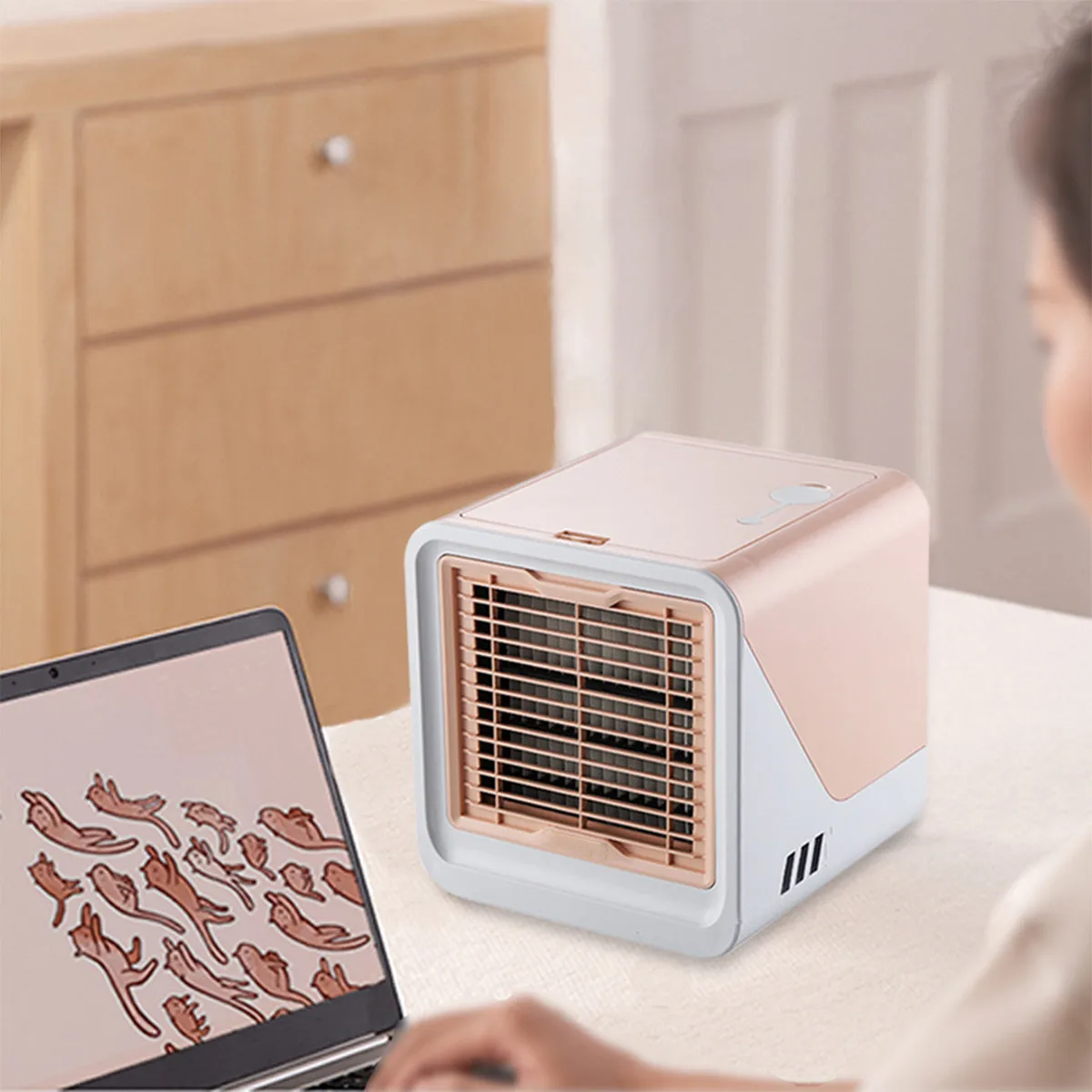 

Mini Portable Air Conditioner Humidifier Purifier USB 7 Colors LED Night Light Desktop Air Cooler Cooling Fan with Water Tank