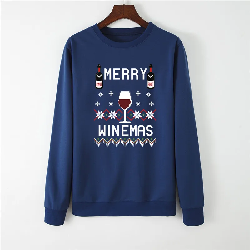 Женская рождественская Толстовка с принтом Winemas Розовый пуловер длинными