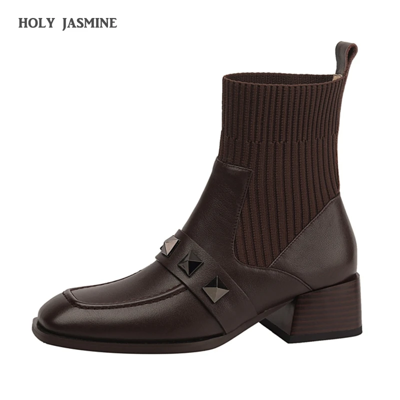 Новинка 2021 женские сапоги в стиле ретро до середины икры туфли на низком каблуке