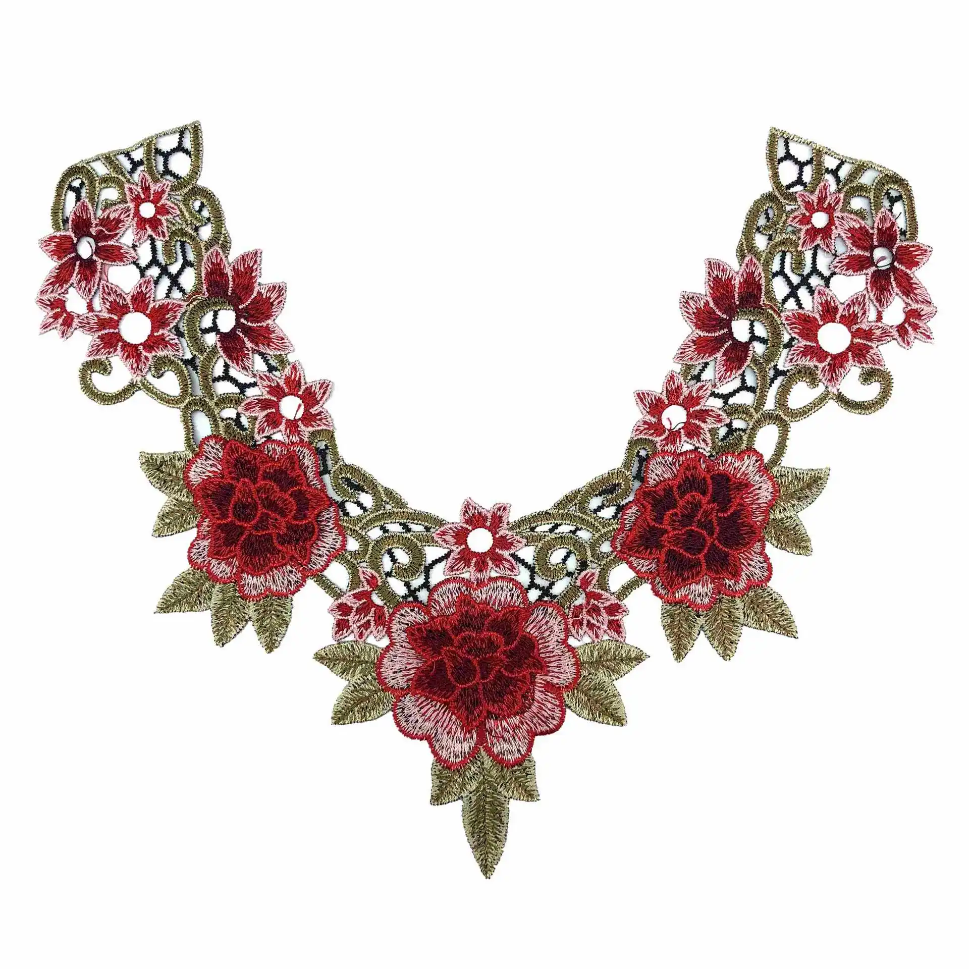 

1 Pcs Hollow embroidery collar flower three-dimensional laminated applique cloth stickers DIY clothing decoration accessories