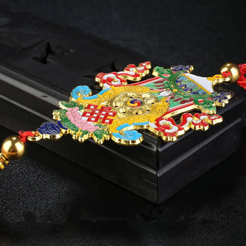 Красный/желтый Восемь благоприятных тибетских металлических украшений для