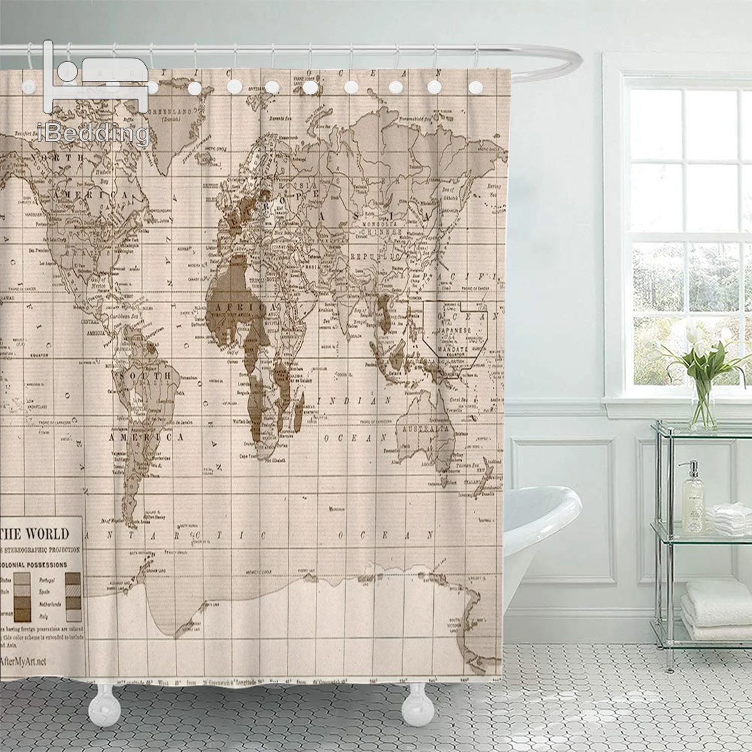 Компас морской Винтаж карта мира душ Шторы водонепроницаемые шторы для ванной s