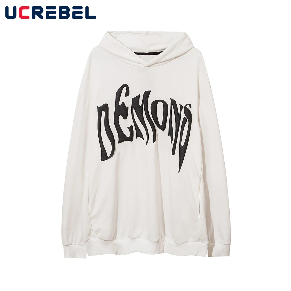 

Letter Print Sweatshirts Mens Autumn Hoodies Streetwear Casual Loose Long Sleeve Pullover Men