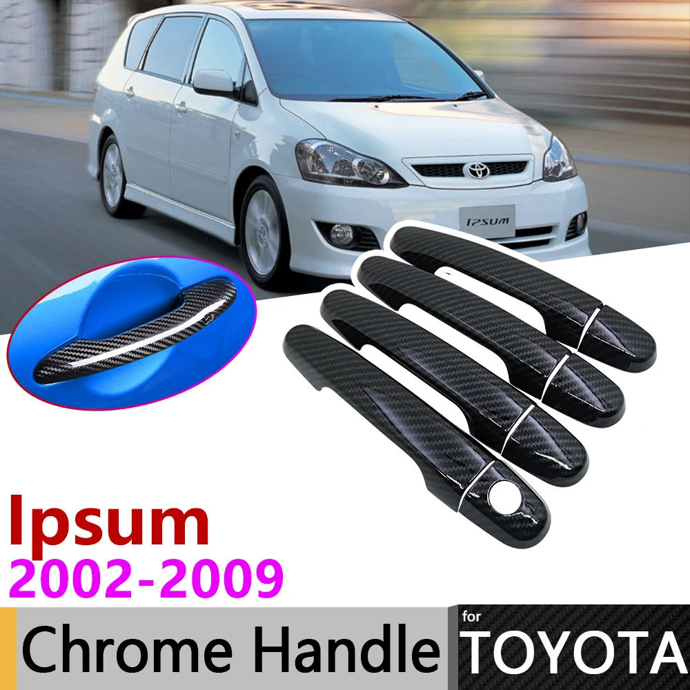 Черная накладка на дверную ручку из углеродного волокна для Toyota Ipsum Avensis Verso Picnic