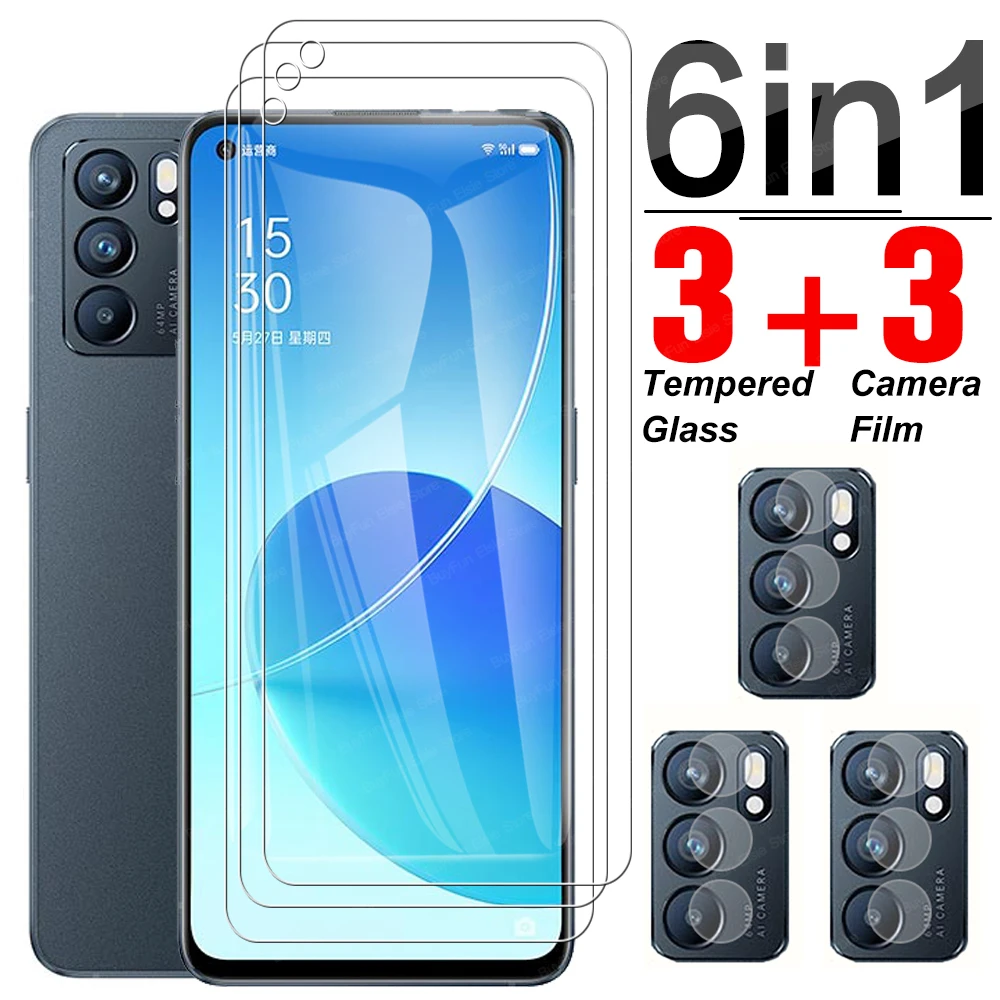6 in 1 tempered glass for oppo reno6 5g full cover screen protector lens film for reno5 reno 6 5 f 4 z lite 5g safety glass free global shipping
