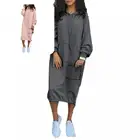 Осенне-зимняя повседневная толстовка с Боковым Разрезом и большими карманами, Женская толстовка с длинным рукавом для повседневной носки