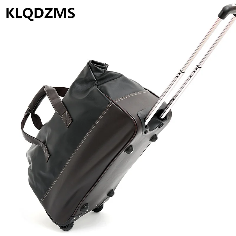 KLQDZMS 20’’24 Inch PU Portable Detachable Trolley Suitcase Women Spinner Rolling Luggage Men's Casual Handbag Wheeled Suitcase