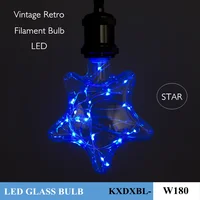 Star Shape LED Vintage Filament Glass Bulb Retro Lamp E27 AC85-265V Multi Colors Lampada Copper Wire String Decor Lights