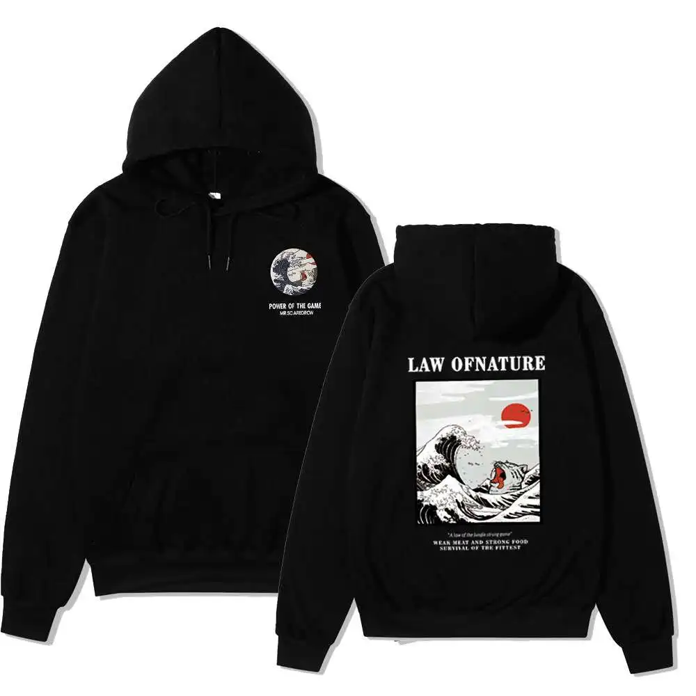 Толстовка мужская с японским принтом уличная одежда капюшоном бархатная