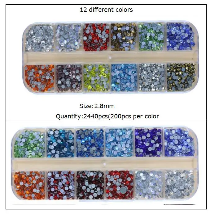 12 redes 2400 unids/caja mezcla caliente arreglar diamantes de imitaci&oacute;n/EU/US PLUG Hotfix aplicador de diamante de cristal de hierro-En Strass Decoretion-1