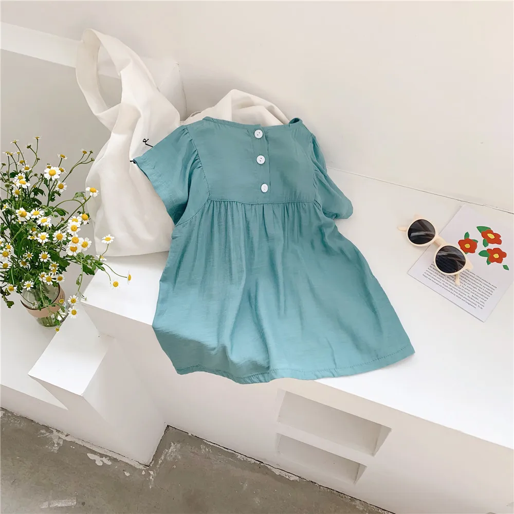 

Chinese Style Dress Age For 2 - 8 Years Little Girls Casual School Buttons Dress 2021 New Summer Sleeveless Beach Kids Frocks