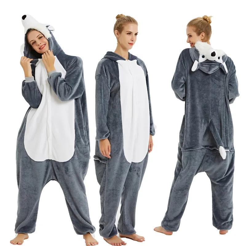 Новинка 2019 года зимние пижамы для взрослых с животными кигуруми одежда сна