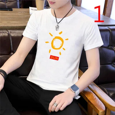 

Hong Kong style loose casual simple all-match t-shirt handsome trend Korean half sleeve top