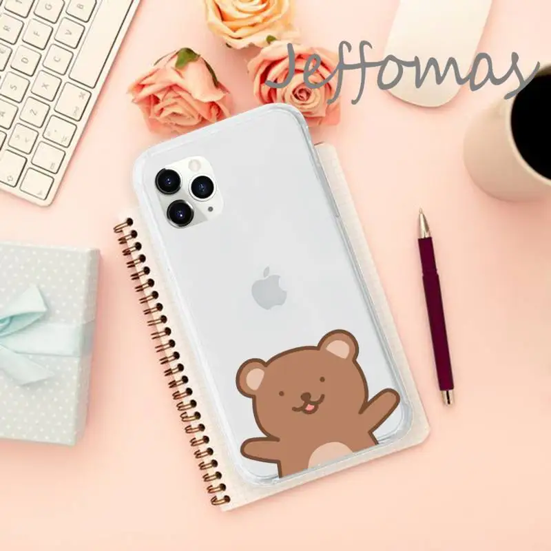 

Cartoon Bear cute Phone Case Transparent for iPhone 11 12 mini pro XS MAX 8 7 6 6S Plus X 5S SE 2020 XR