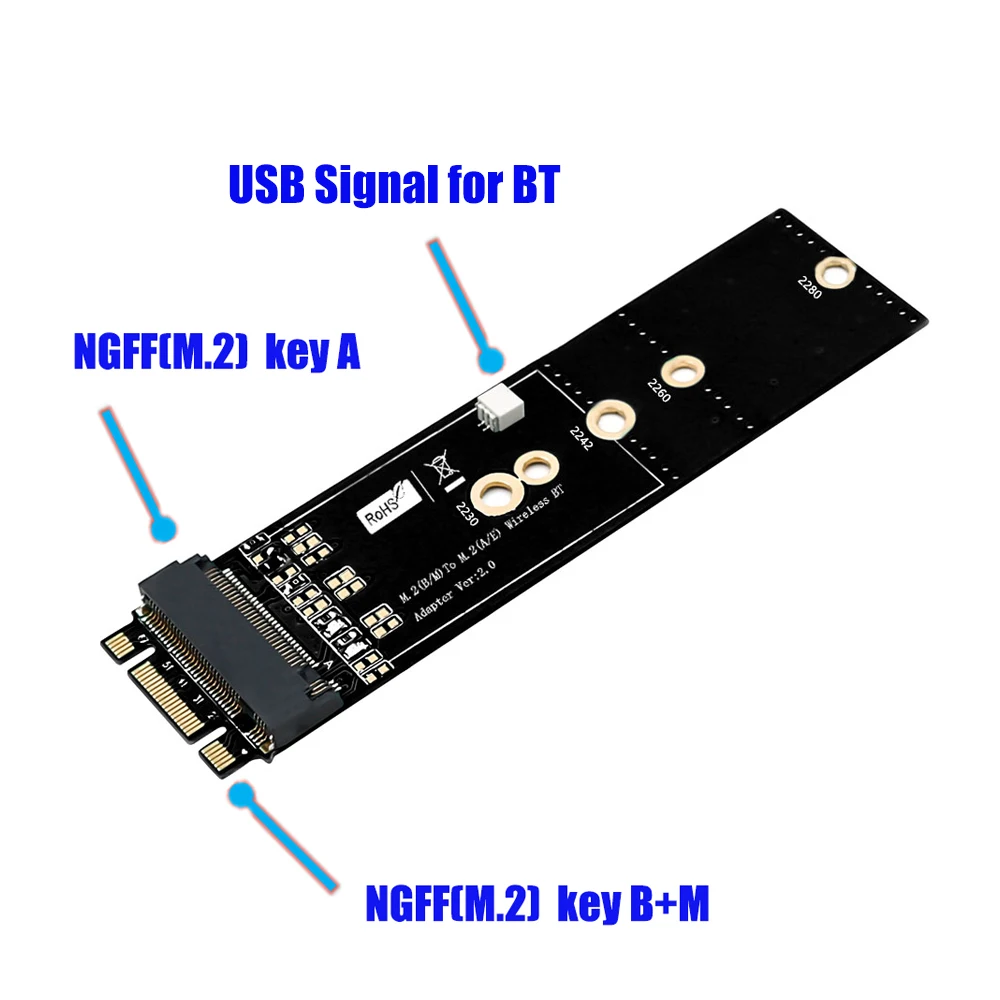 Новый M.2 ключ (B + M) к Ключ адаптер карта беспроводной BT конвертер для M2230/2242/2260/2280 |