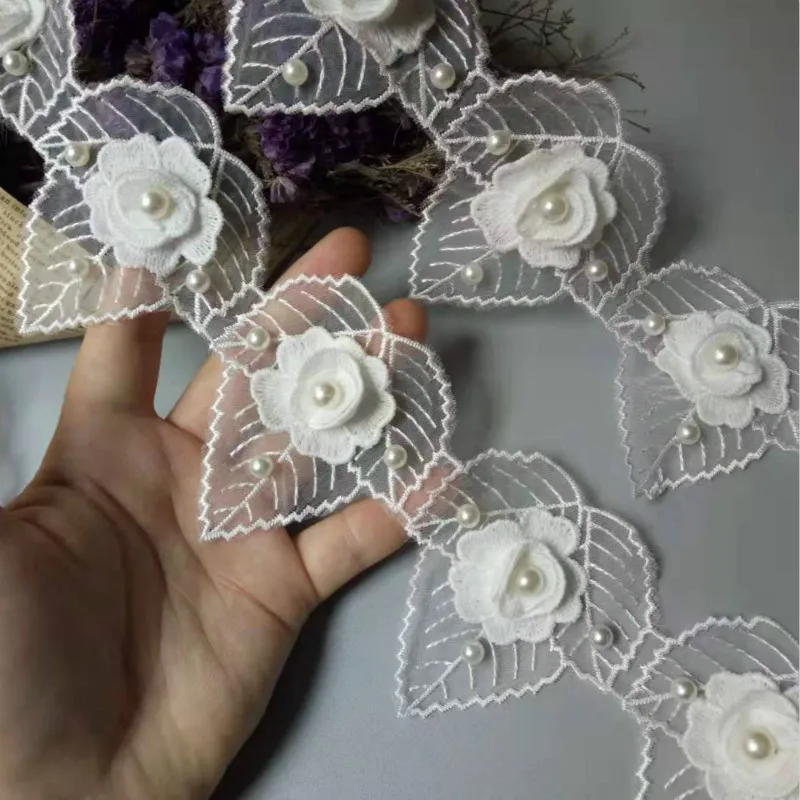 2-местное белое хлопковое сердце с жемчугом и бриллиантами вышитая кружевная