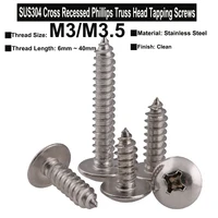 30pcs m3 m3 5 sus304 stainless steel cross recessed phillips ta truss head tapping screws wood screws furniture tapping screws