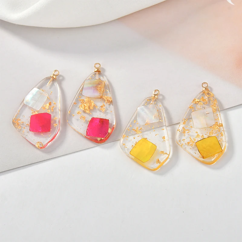 4 шт. Натуральный Цветной корпус золотой лист прозрачный акриловый кулон diy