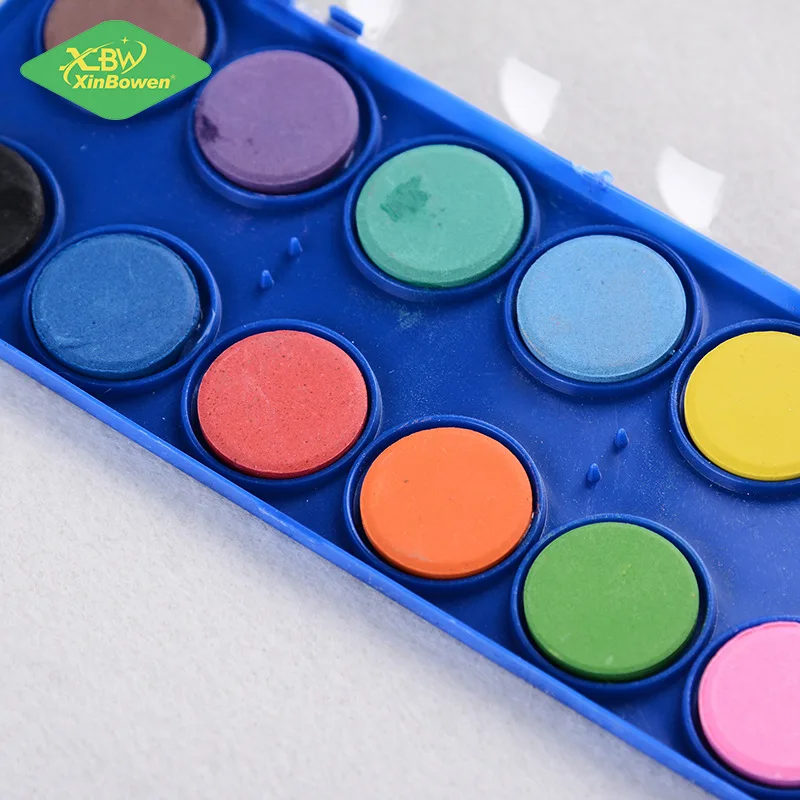 12 цветов превосходный яркий цвет Набор цветных красок с кисточкой складная