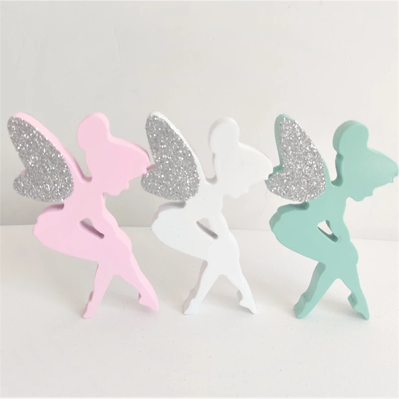 Wood Fairy Angels With Wings Ornament Home Mini Figurine Home Decoration For Girl Room Decoration Craft Christmas Gift For Kids