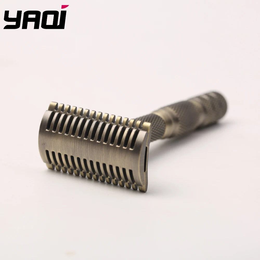 Бритва для бритья Yaqi из античной латуни с кожаным чехлом путешествий | Красота и