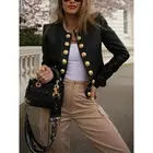 Женская короткая куртка, на пуговицах, с длинным рукавом