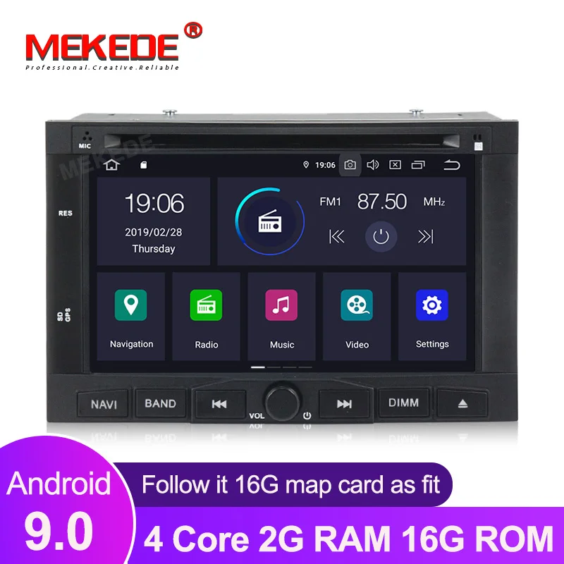 Android9.0 4+ 64G Автомобильный dvd-плеер для peugeot 307 2002-2010 для peugeot 207/3008 2009-2011 с gps-навигацией wi-fi-мультимедиа BT