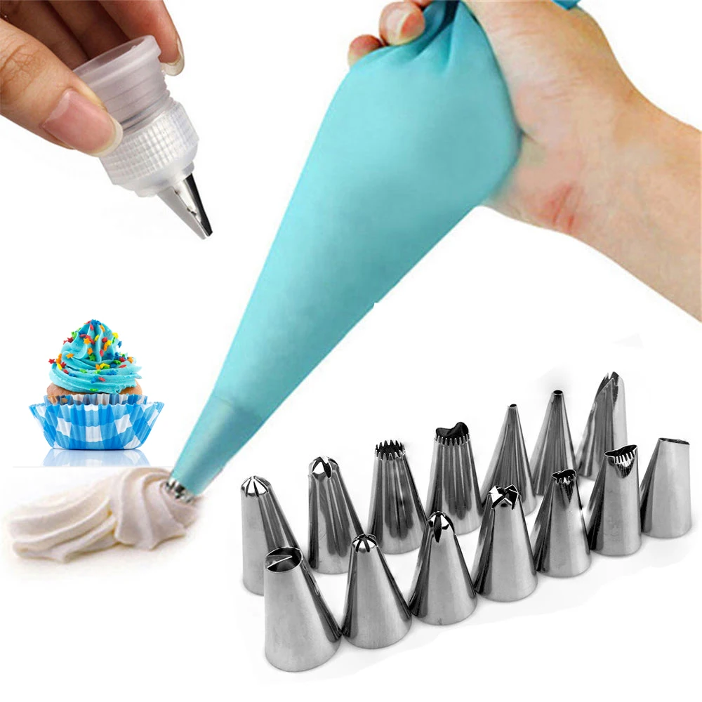 14 шт кухонные инструменты DIY силиконовые DIY торты глазурь трубопровод крем многоразовый кондитерский мешок+ 14 наборы насадок украшения Кондитерские инструменты
