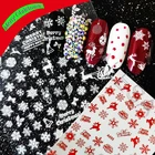 Счастливого Рождества, 3D лось, искусство ногтей, ранний маникюр, красный лазер, золотой, серебряный, белый снег, наклейка для дизайна ногтей, украшение