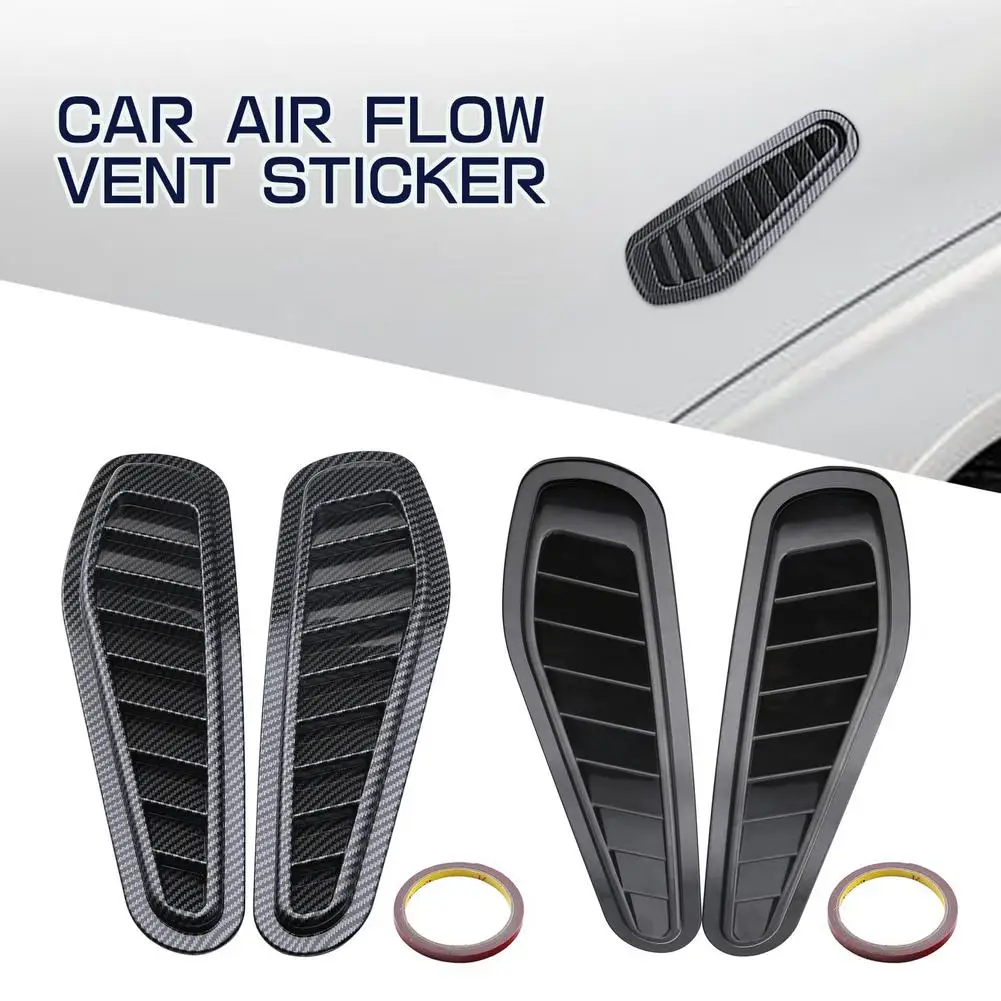 

2pcs Universal Fit ABS Gloss Black Car Air Flow Intake Scoop Hood Bonnet Vent Front Engine Cover Vehicle Auto Decorative Sticker