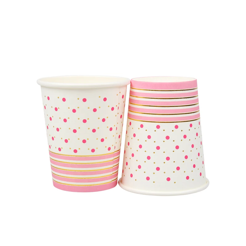 

Disposable Dot Striped Tableware Set Paper Plate Cup Straw Tablecloth Wedding Children Birthday Party Scene Decoration Supply