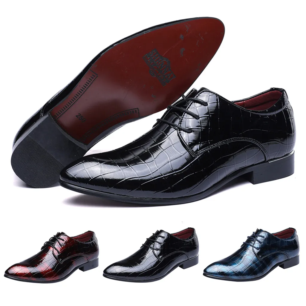 

Men's Dress Shoe Snakeskin Grain Leather Men Wedding Oxford Shoes Lace-Up Office Suit Men's Casual Shoes Luxury